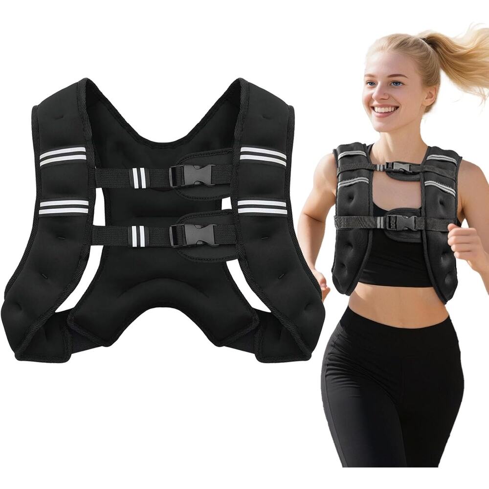 6LB Weighted Vest Adjustable Running Workout Training Men Women Black